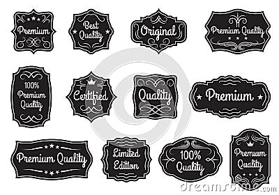 Vintage frame set. Retro label or banner border elements collection with Ptremium Quality, Original, Certified text. Vector Vector Illustration